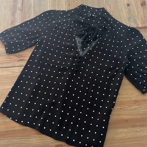 Paige Rayon Diana Dot Tie Blouse XS - Picture 9 of 10